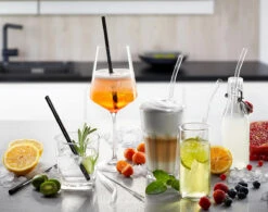 GEFU Glastrinkhalm FUTURE, 23 Cm Gebogene Form, 25 Stück Transparent Mit 2 Bürsten -GEFU Verkaufsgeschäft 12711 glastrinkhalm 23cm klar future 03